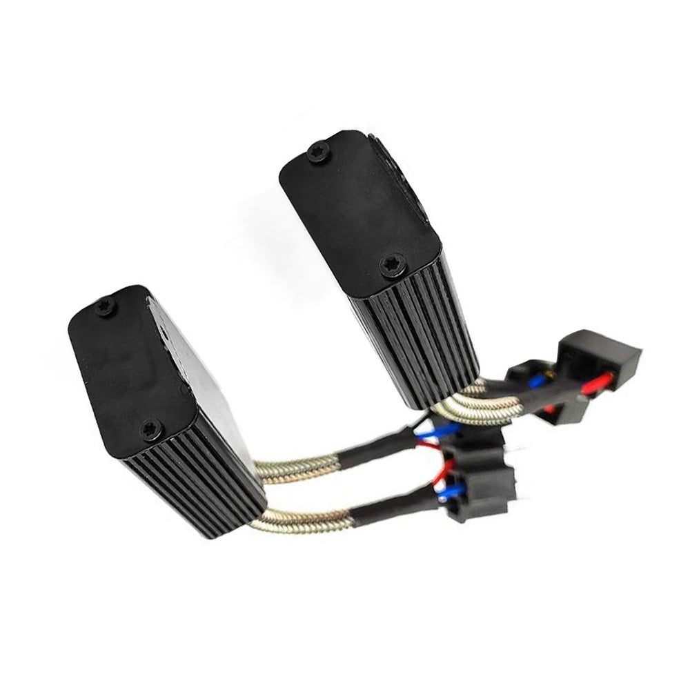 Black smart LED load module and Can-Bus decoder for H4 automotive headlights with wire connectors. — view 4