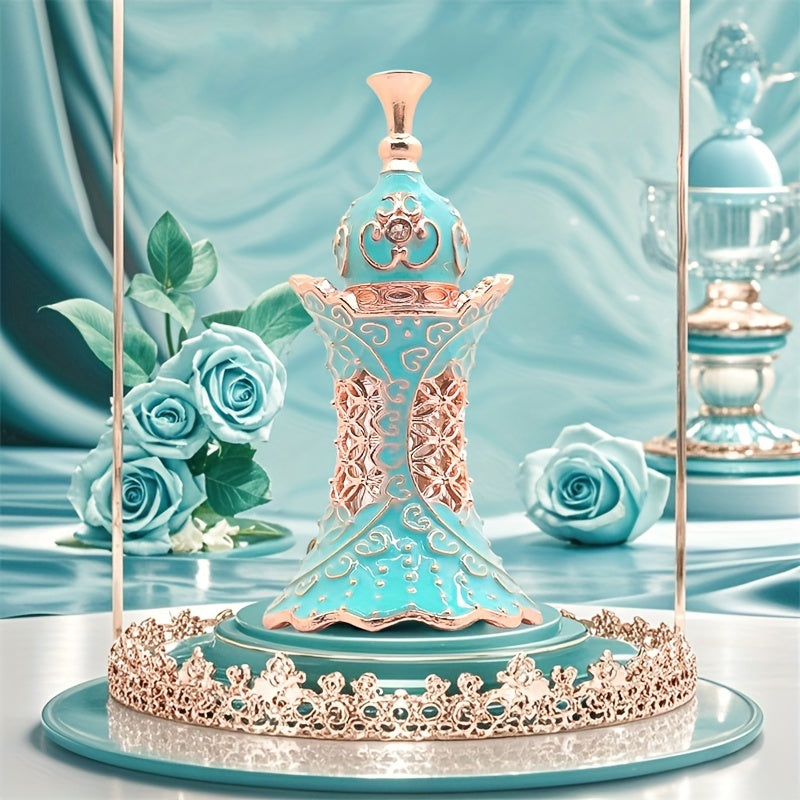 Women's travel perfume 5ml in an elegant blue and green glass bottle with citrus scent — view 2
