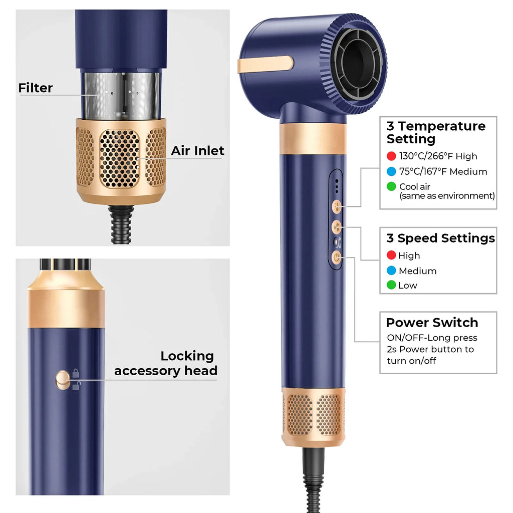 7-in-1 high speed hair dryer brush with interchangeable attachments for curling and straightening — view 5