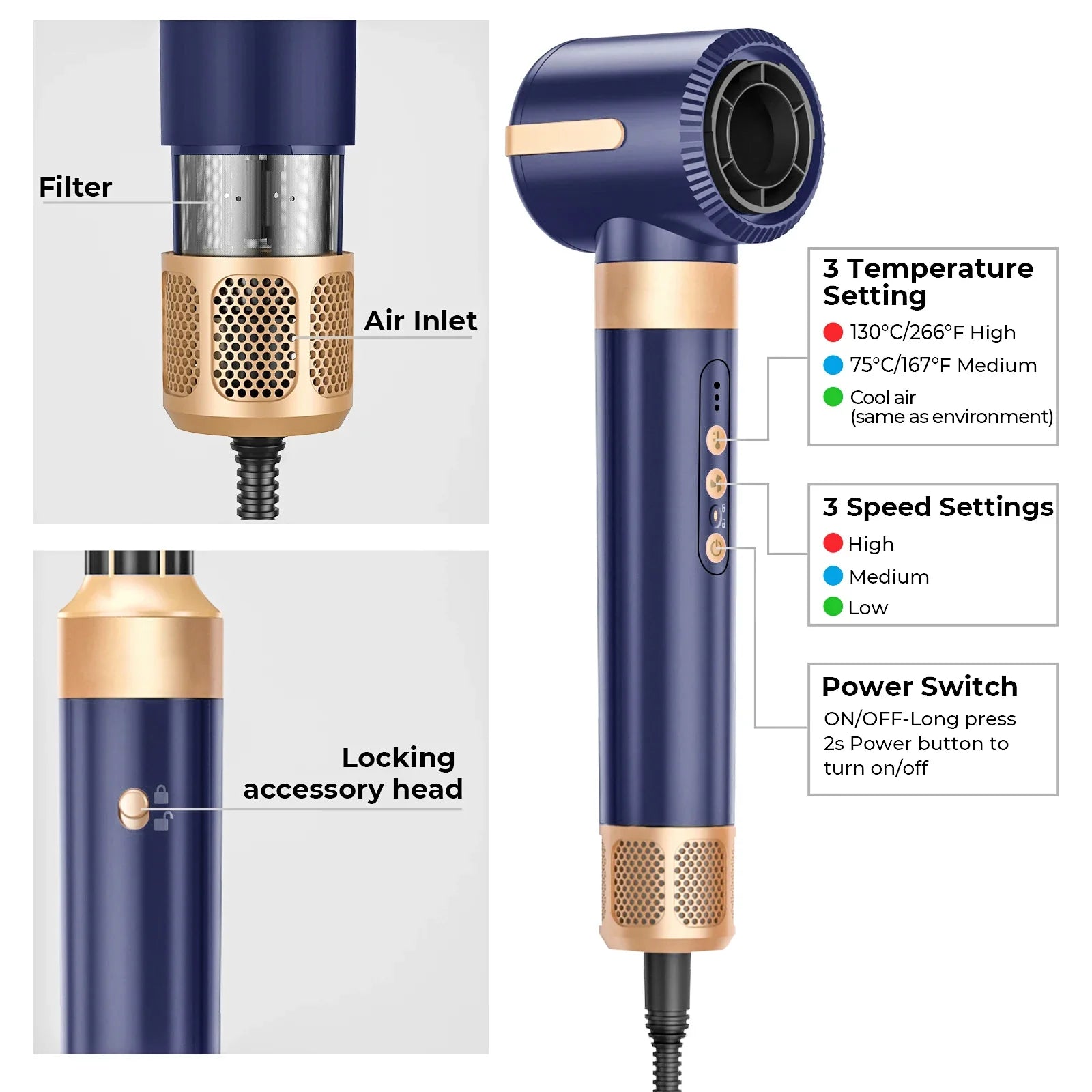 7-in-1 high speed hair dryer brush with interchangeable attachments for curling and straightening — view 5