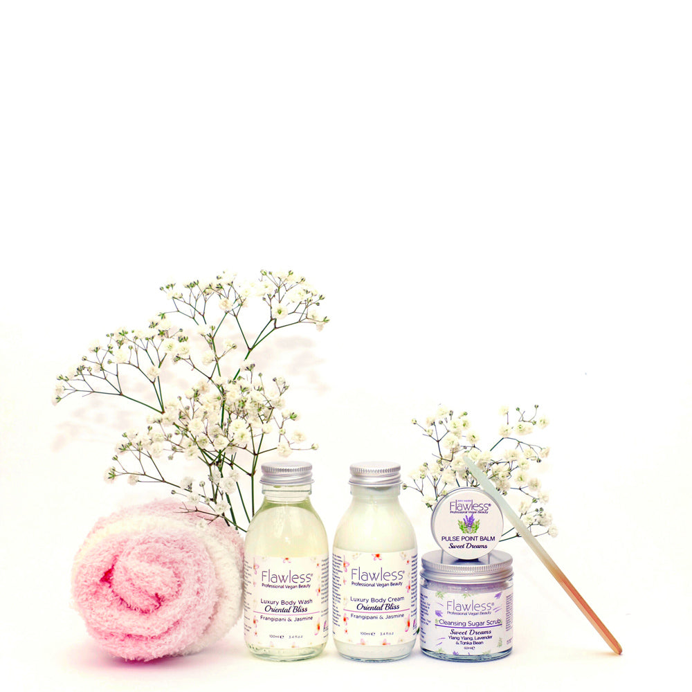 Mothers Day pamper gift set with botanical wash, sugar scrub, calming balm, and cozy fluffy socks — view 3