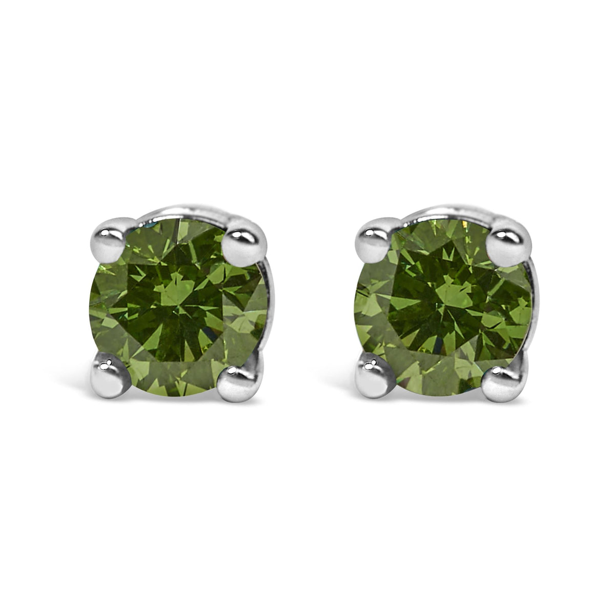 .925 Sterling Silver 0.15 Cttw Round Brilliant-Cut Diamond Classic 4-Prong Stud Earrings-1