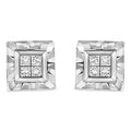 .925 Sterling Silver 1/6 Cttw Invisible Set Princess-Cut Diamond Quad Composite Stud Earrings (H-I Color, I1-I2 Clarity)-0