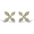 Sterling Silver Yellow Treated Diamond Accent Floral Stud Earrings-0
