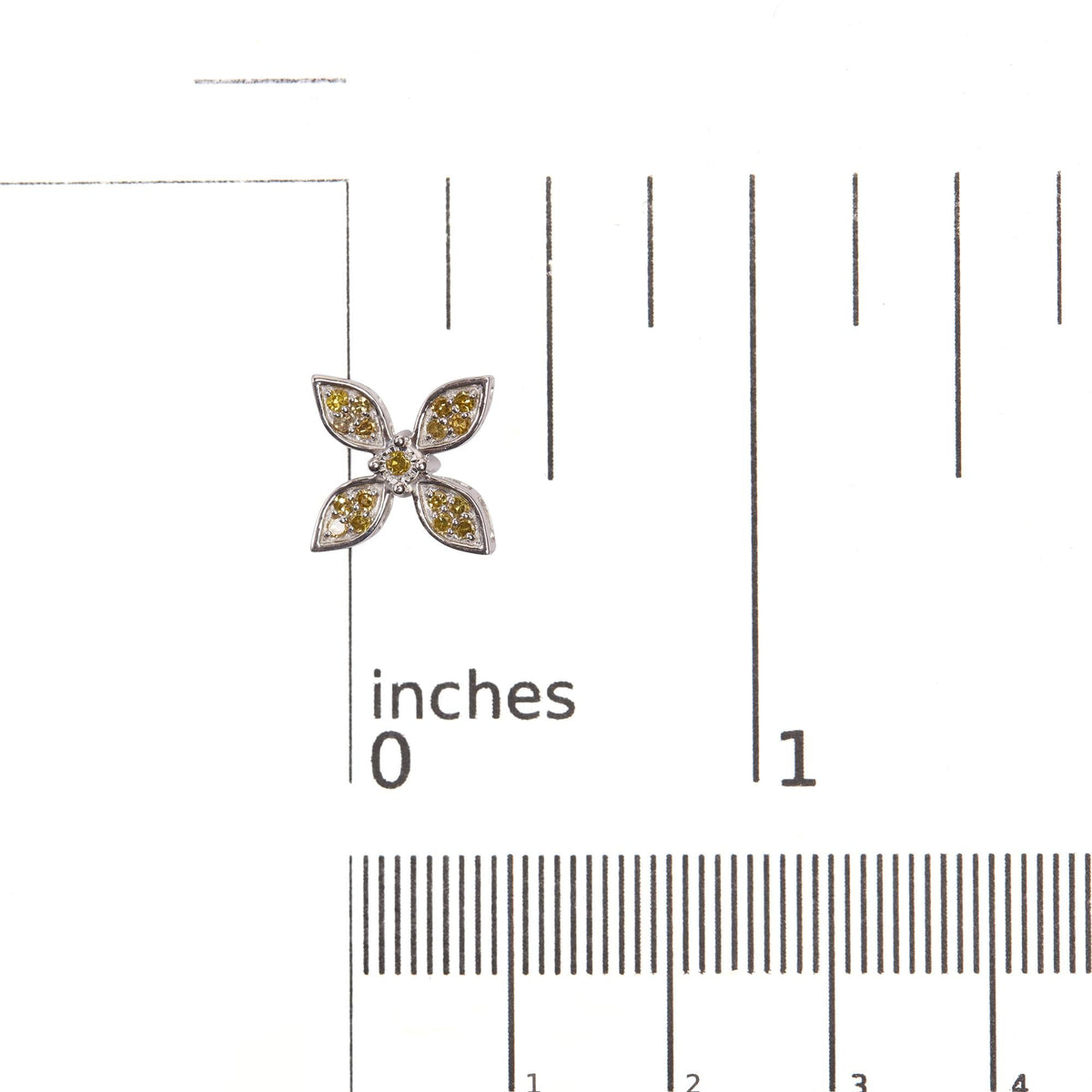 Sterling Silver Yellow Treated Diamond Accent Floral Stud Earrings-4