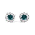.925 Sterling Silver 1/2 Cttw Blue Diamond Halo Stud Earring-0