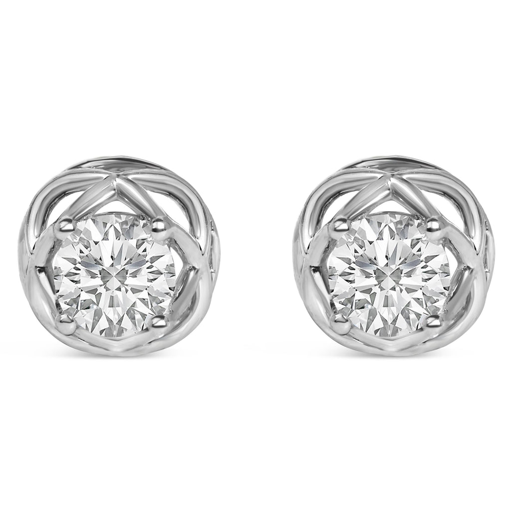 .925 Sterling Silver 1.0 Cttw Lab Grown Diamond Openwork Stud Earrings-0