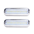 Pair of blue LED underwater boat lights in durable stainless steel casing for marine pontoons