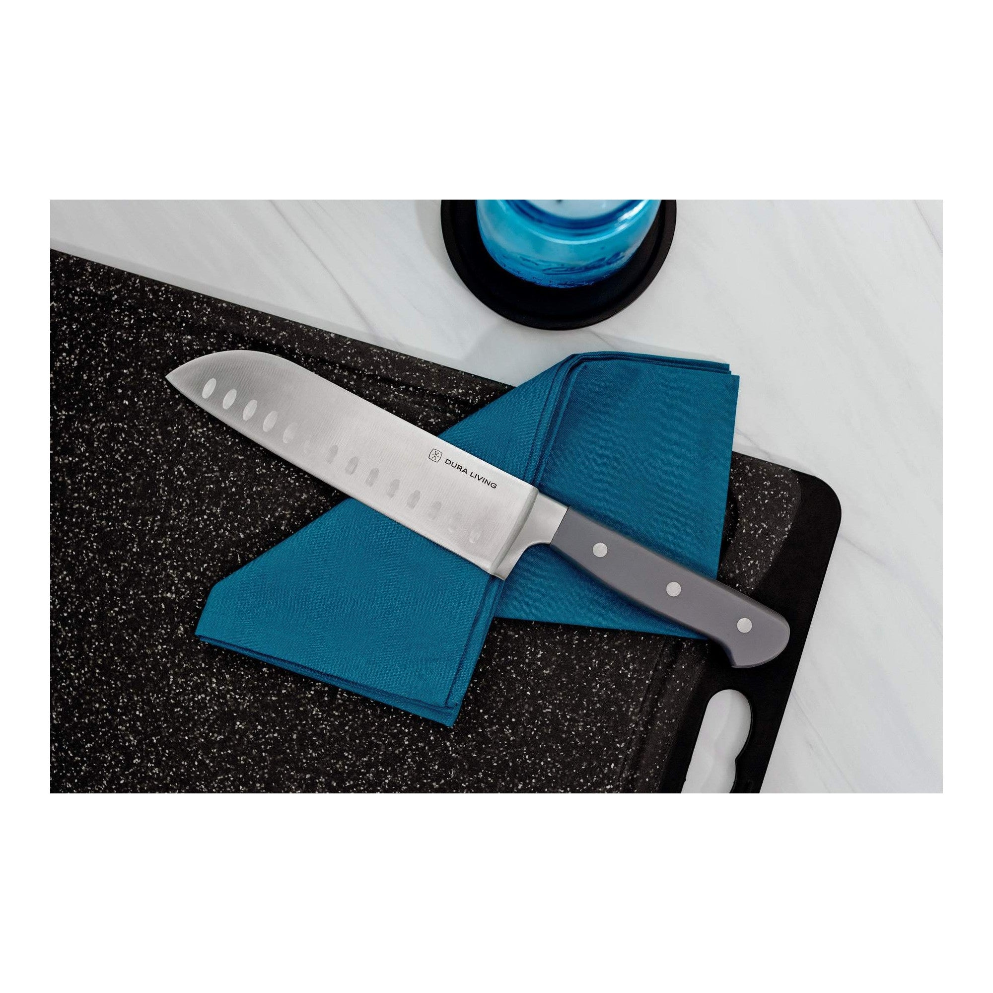 Superior 4-piece kitchen knife set in gray with high-carbon steel blades and protective safety guards. — view 3