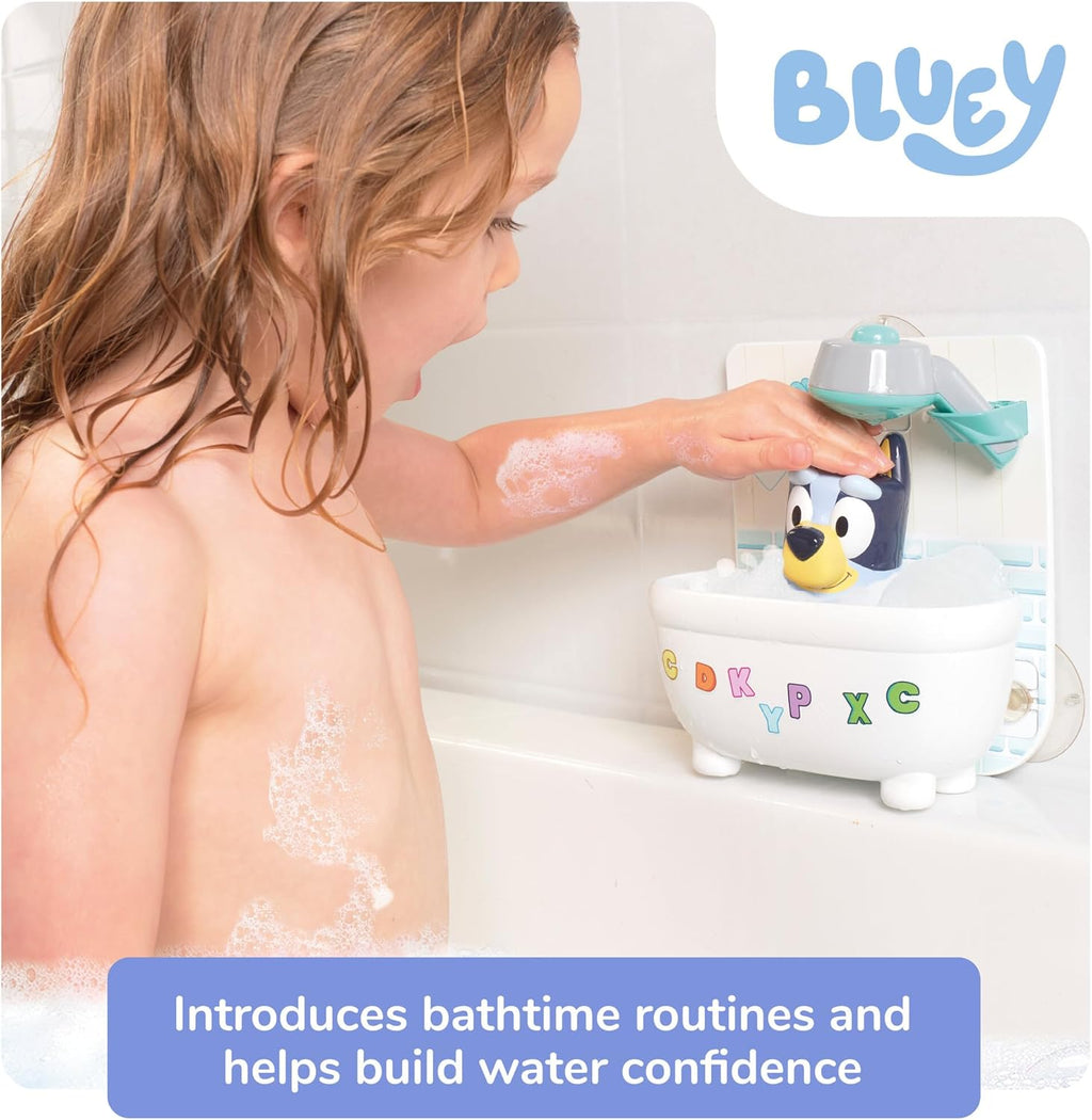 Shower and Scrub Bluey bath toy with miniature bathtub, working showerhead, and bubble feature — view 3