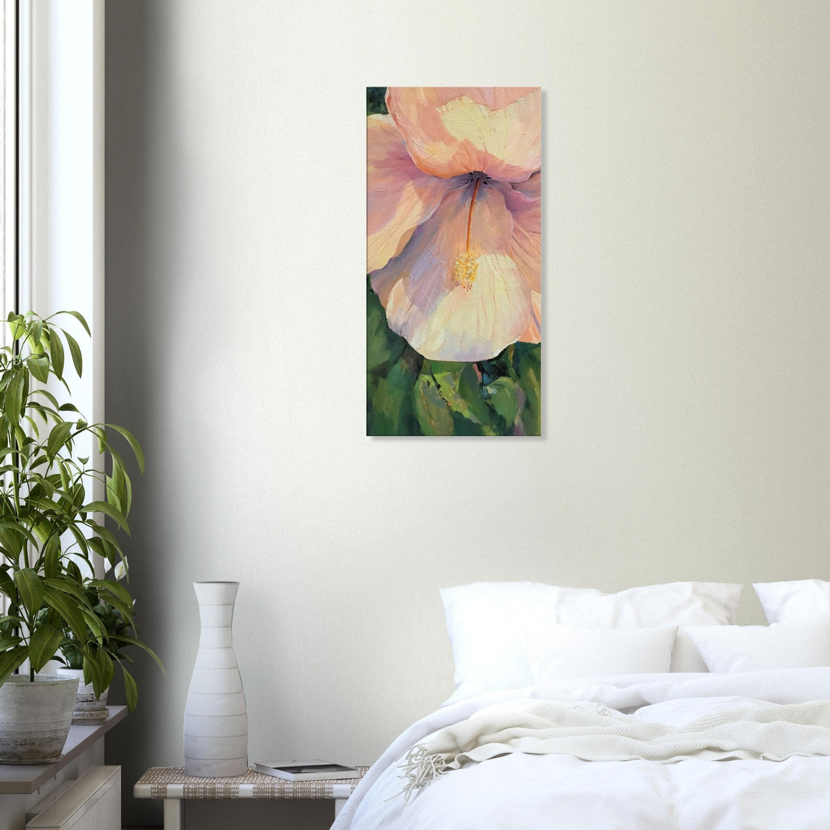 'Pink Hibiscus' Floral I 16x32 inch Art Print on Canvas I Original Artwork by American Artist Barbara Cleary | Barbara Cleary Designs-4