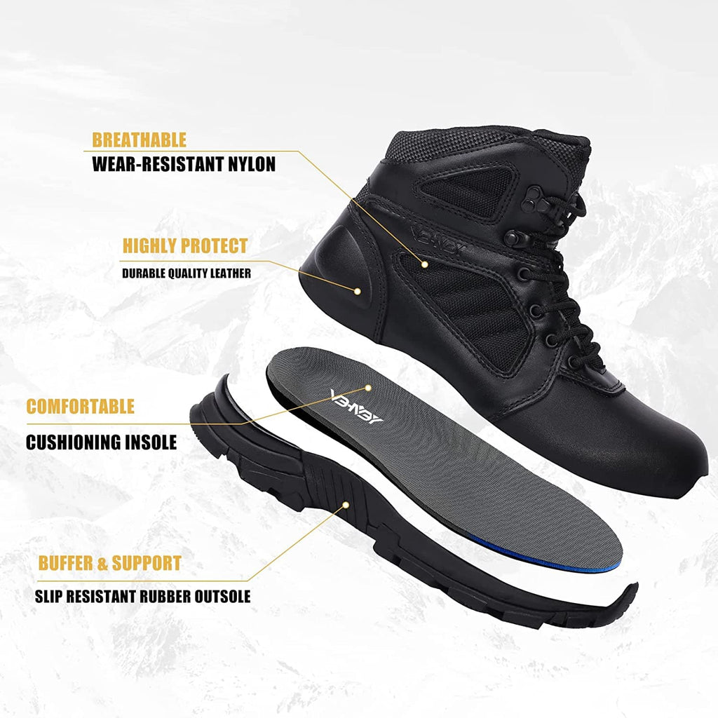 Lightweight men's combat boots in water repellent leather with ankle support and slip resistant soles — view 4