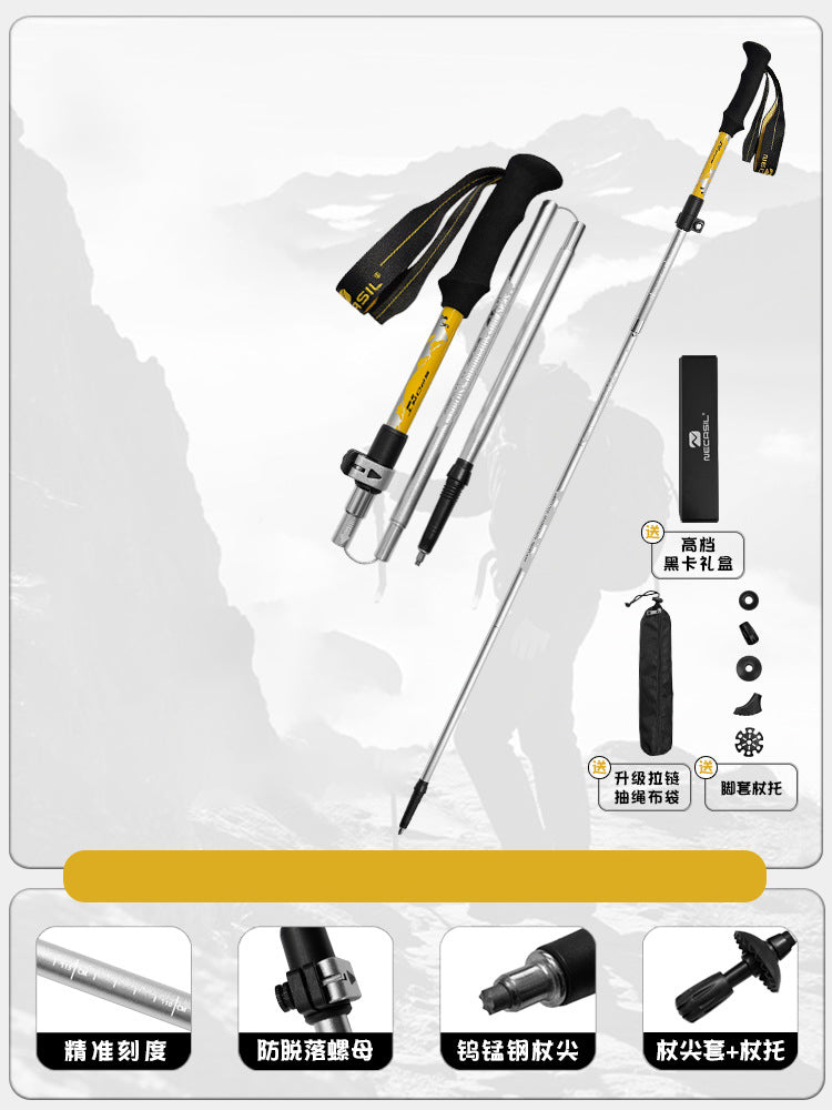 Adjustable aviation aluminum trekking pole with a foldable five-section design and shock-absorbing EVA handle — view 5