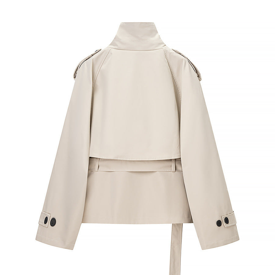 Women's Jacket Beige Short Trench BYMANYC ® New York SOHO BUCKLED COLLAR BELTED TRENCH - New Collection-2