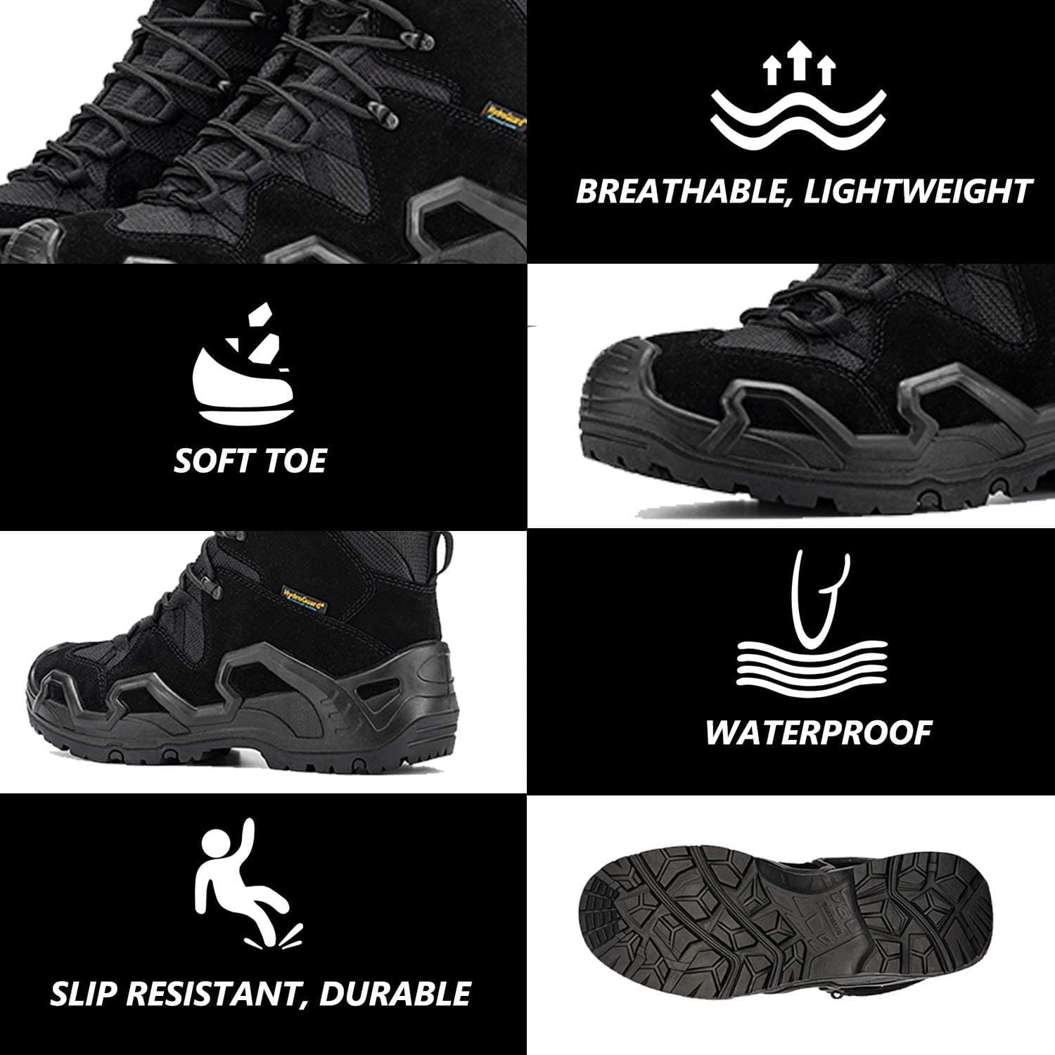Waterproof suede tactical hiking boots with non-slip rubber outsoles and reinforced protective toes — view 3