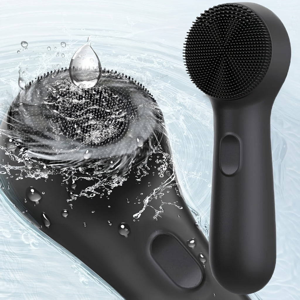Silicone facial cleansing brush and waterproof vibrating massager with soft cleansing bristles. — view 2