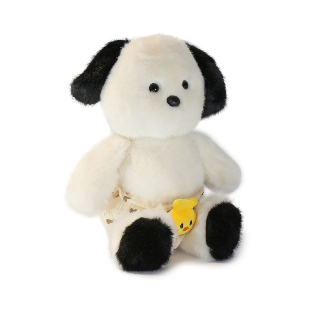 Lil Baby Dog plush toy wearing cozy shorts with a tiny baby bird peeking out — view 2