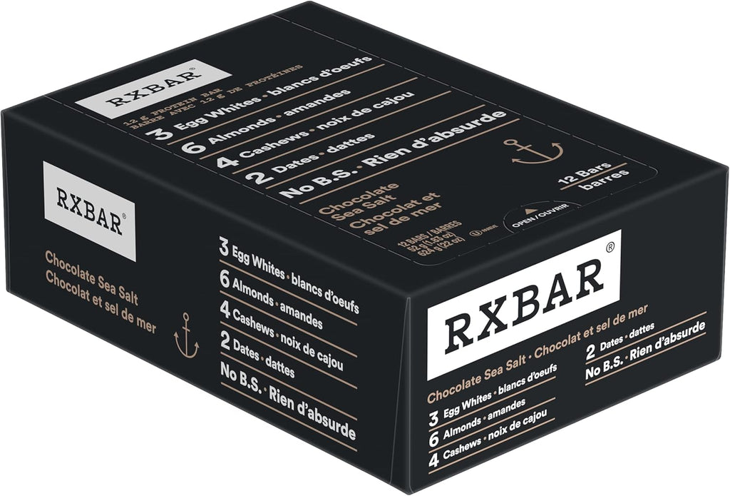 12 count box of Chocolate Sea Salt protein bars with pure chocolate and wholesome ingredients — view 2