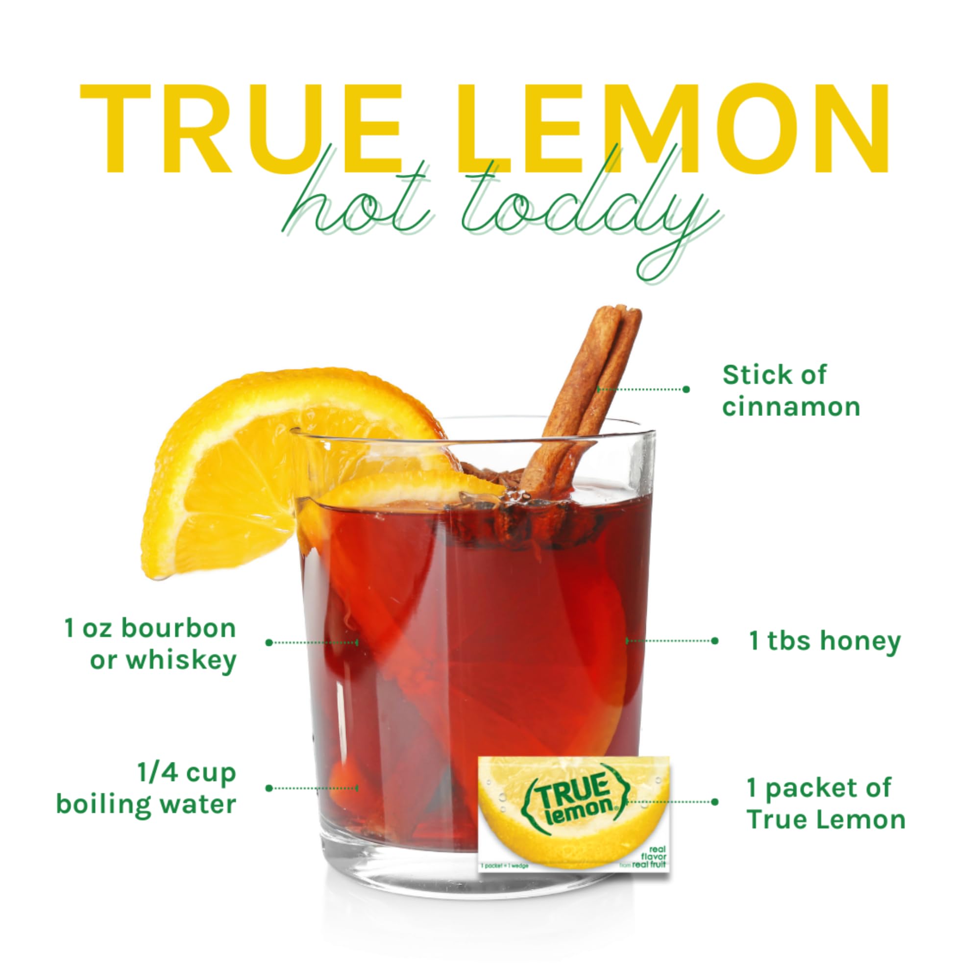 True Lemon water enhancer packets in dispenser boxes with fresh natural lemon wedges on display — view 2