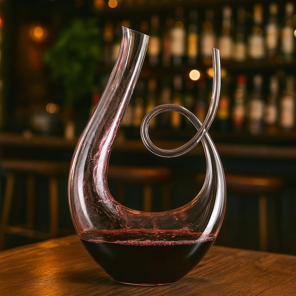 Art Series Swirl Wine Decanter, hand-blown lead-free glass swan shape aerator for home bar