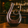 Art Series Swirl Wine Decanter, hand-blown lead-free glass swan shape aerator for home bar