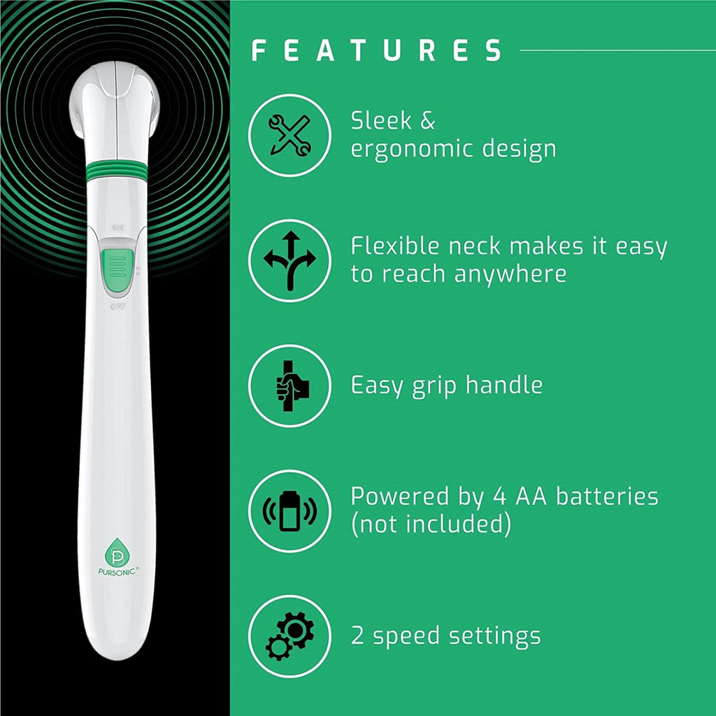 White portable handheld massager with ergonomic curved handle and dual speed control settings — view 5