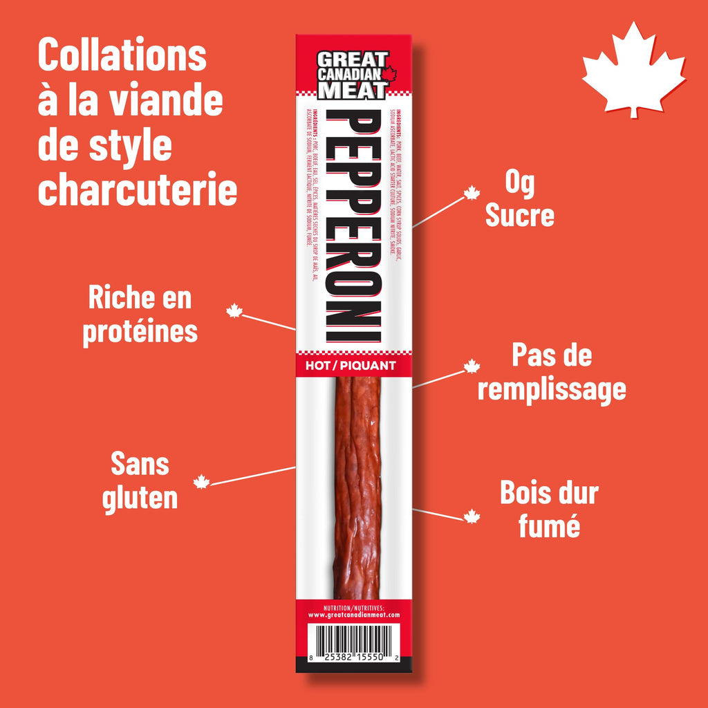 18 pack of hot pepperoni sticks in a display caddy high protein gourmet meat snack — view 5