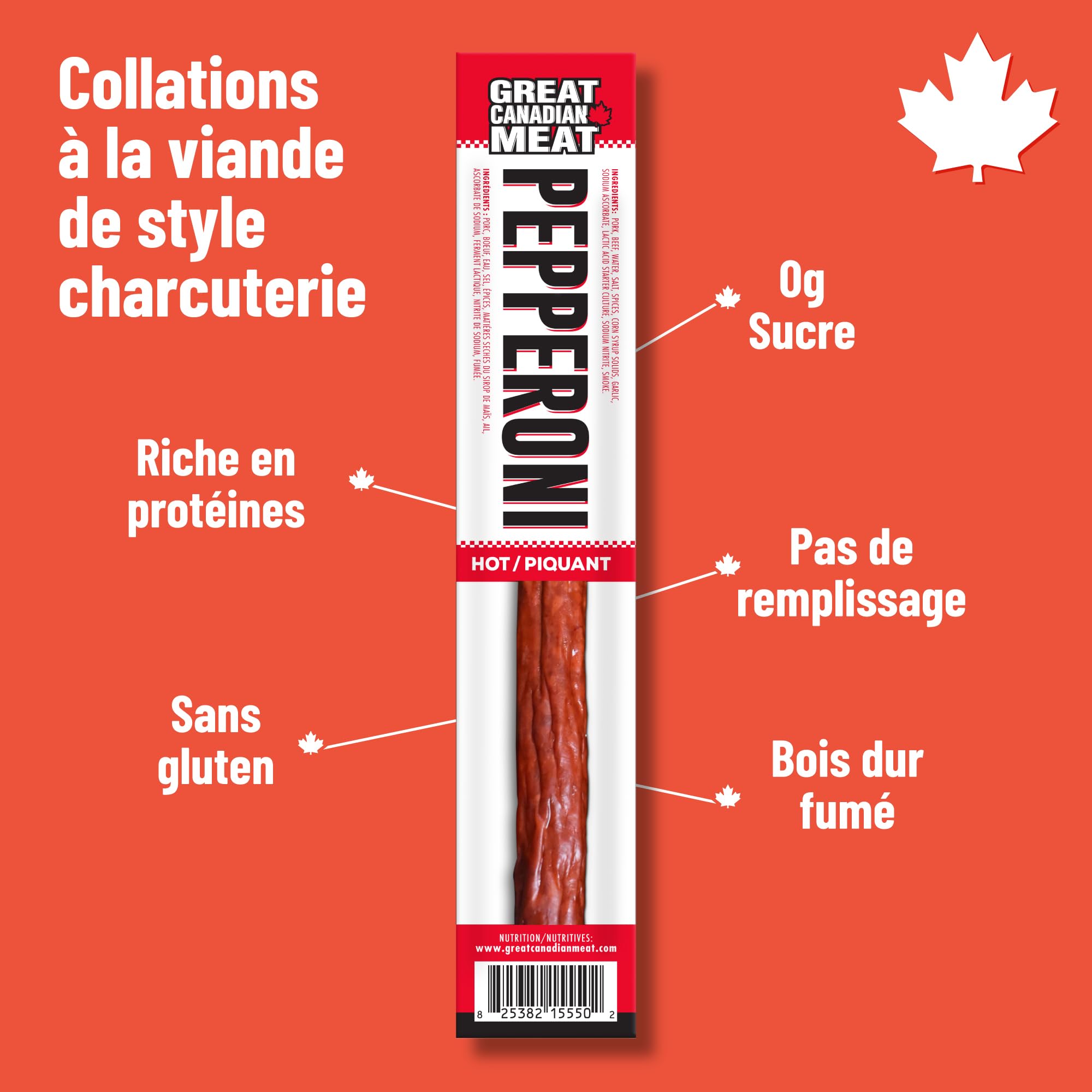 18 pack of hot pepperoni sticks in a display caddy high protein gourmet meat snack — view 5