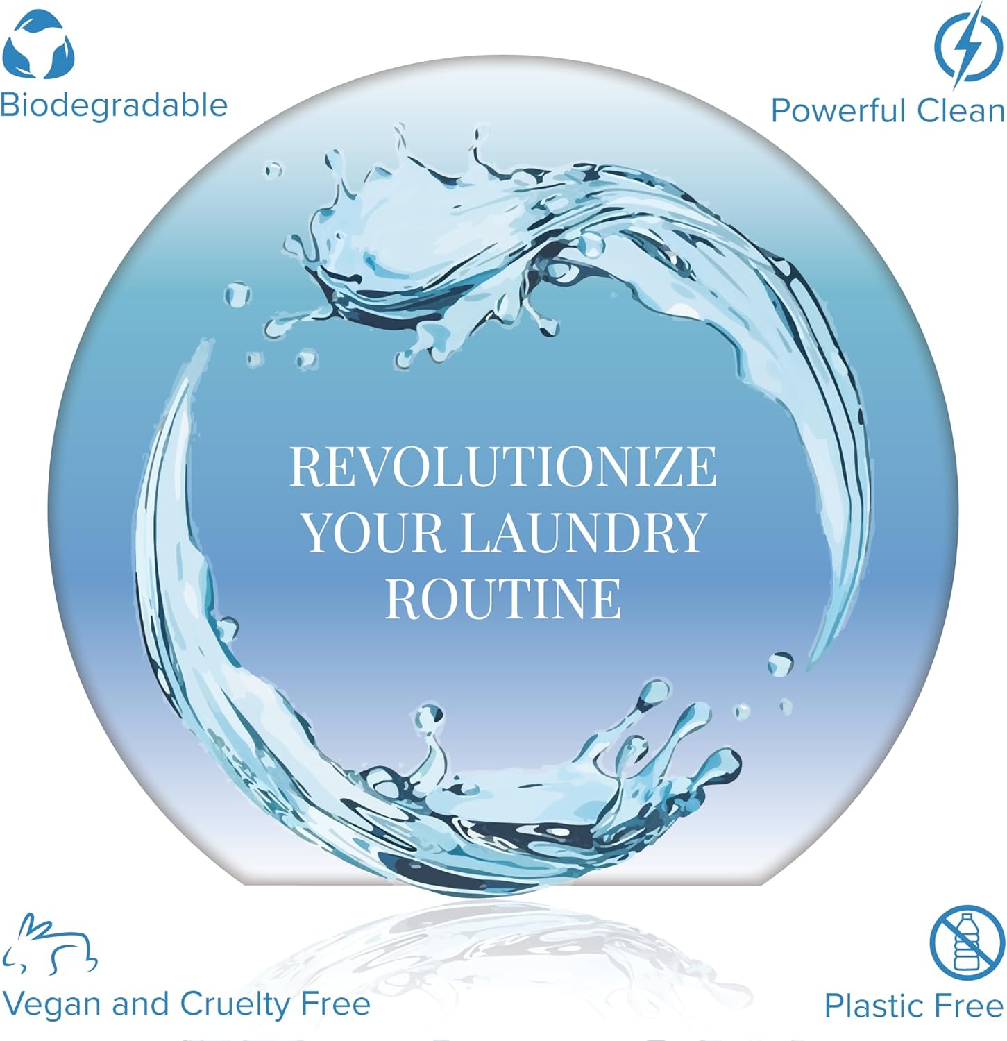 Natural eco friendly laundry detergent sheets in fresh linen scent arranged next to clean folded clothes — view 4