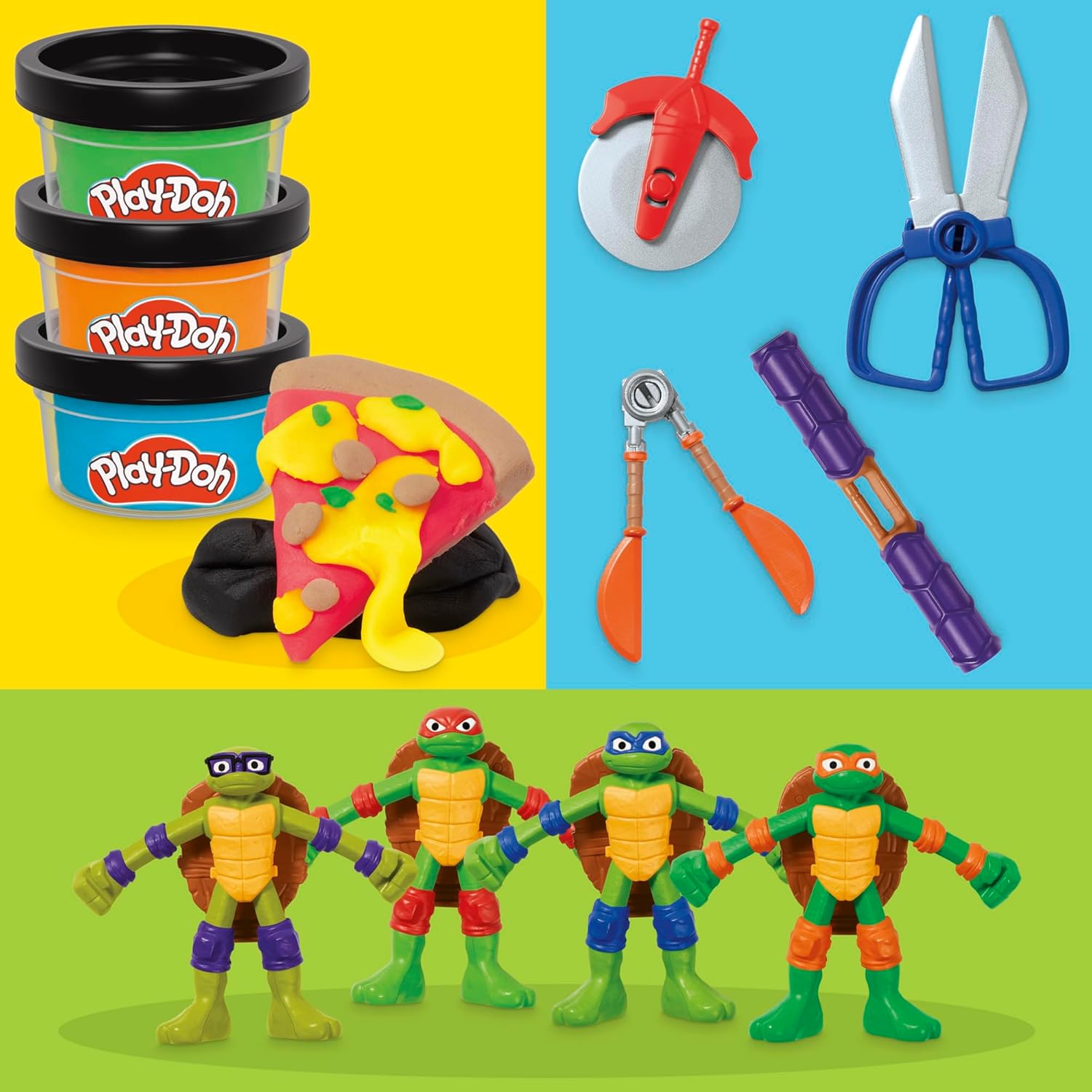 Ninja Turtles modelling dough playset featuring bendy figures colourful dough cans and interactive stamping tools — view 3