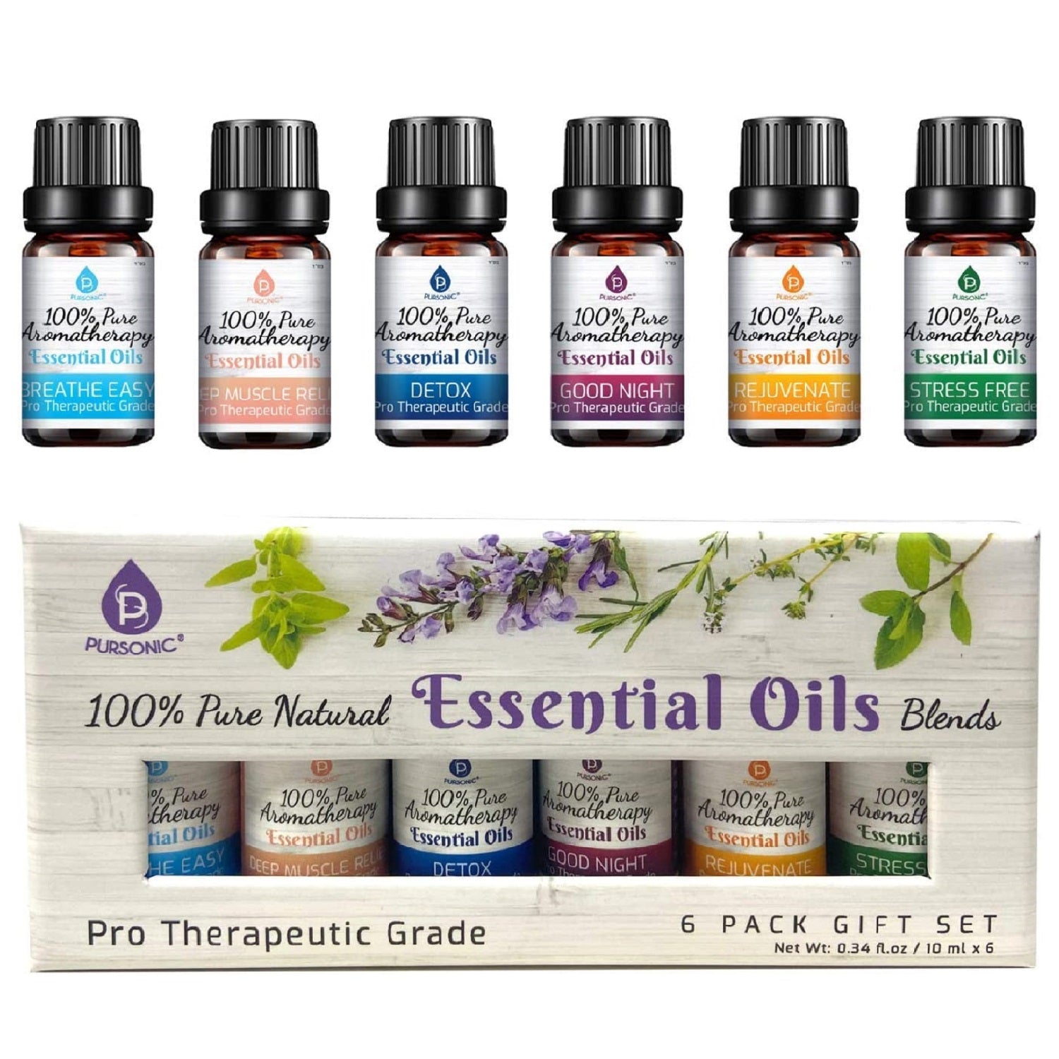 Pursonic true HEPA air purifier bundle with six pack of therapeutic 10ml essential oil blends — view 5