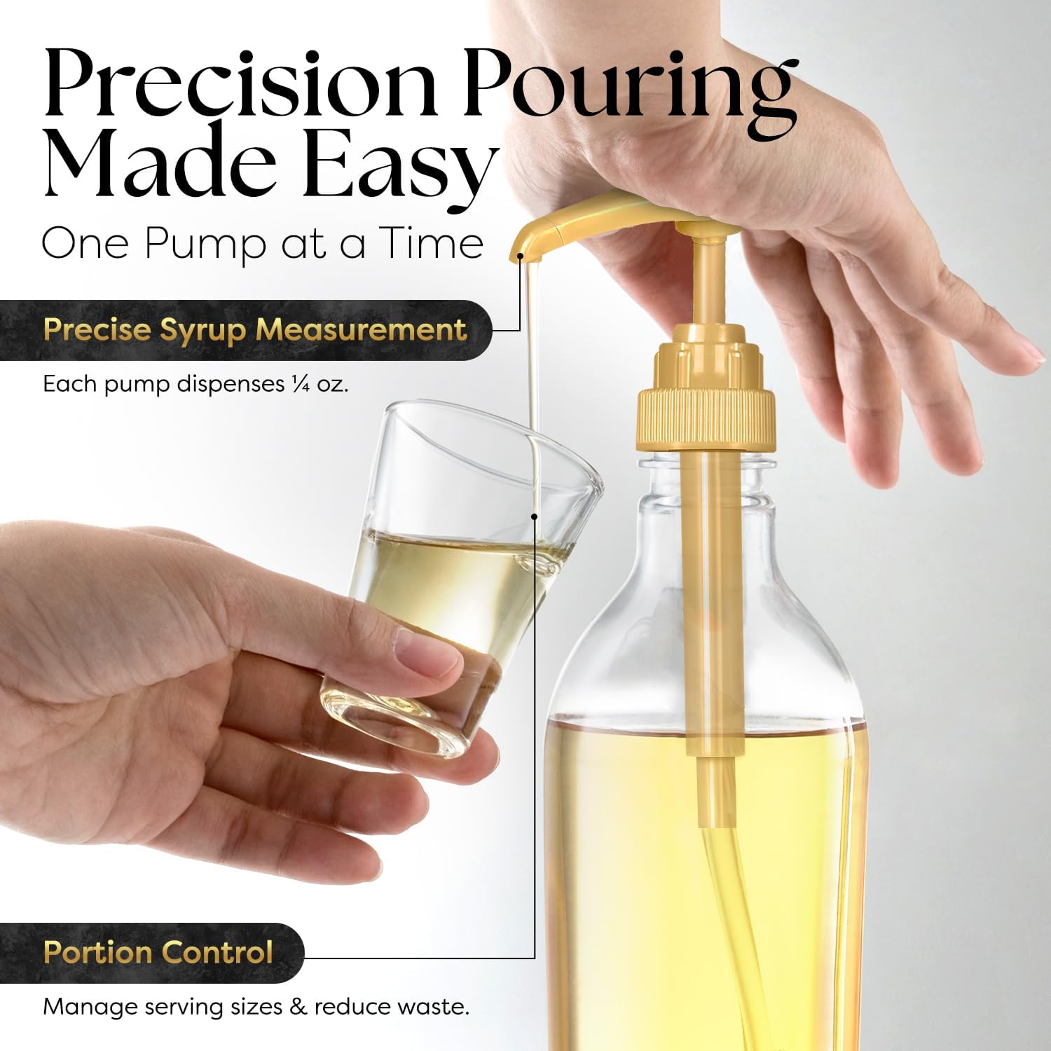 Syruvia syrup pump for 750ml bottles featuring a drip free dispensing nozzle and sturdy spring mechanism — view 2