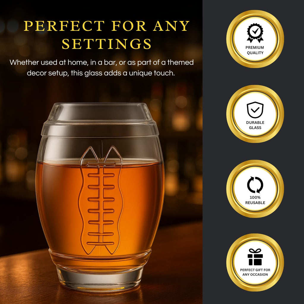 Two clear 20-ounce football shaped beer glasses for game day and home bars — view 4