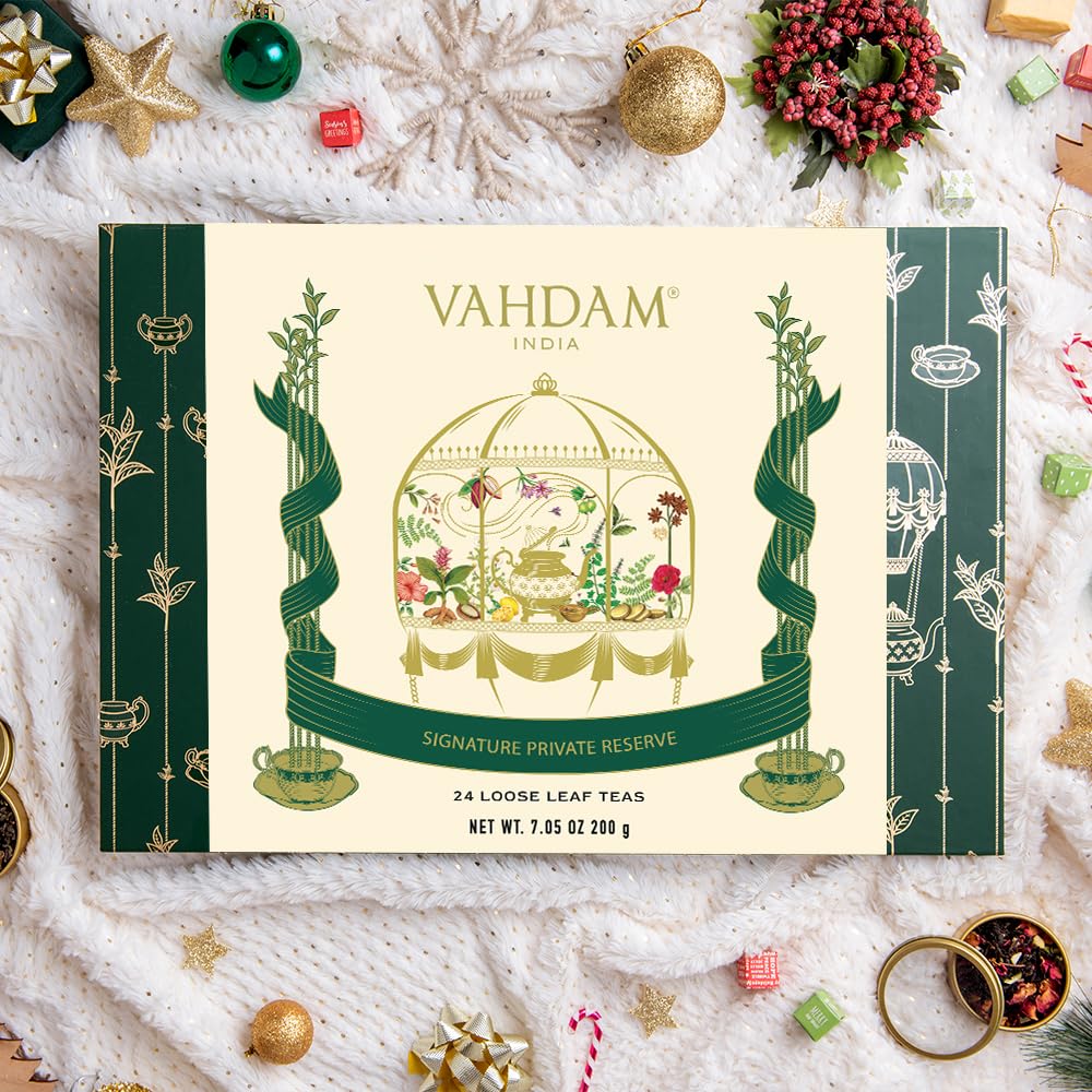 Loose leaf tea gift set with 24 premium assorted tin caddies in a beautiful presentation box — view 3