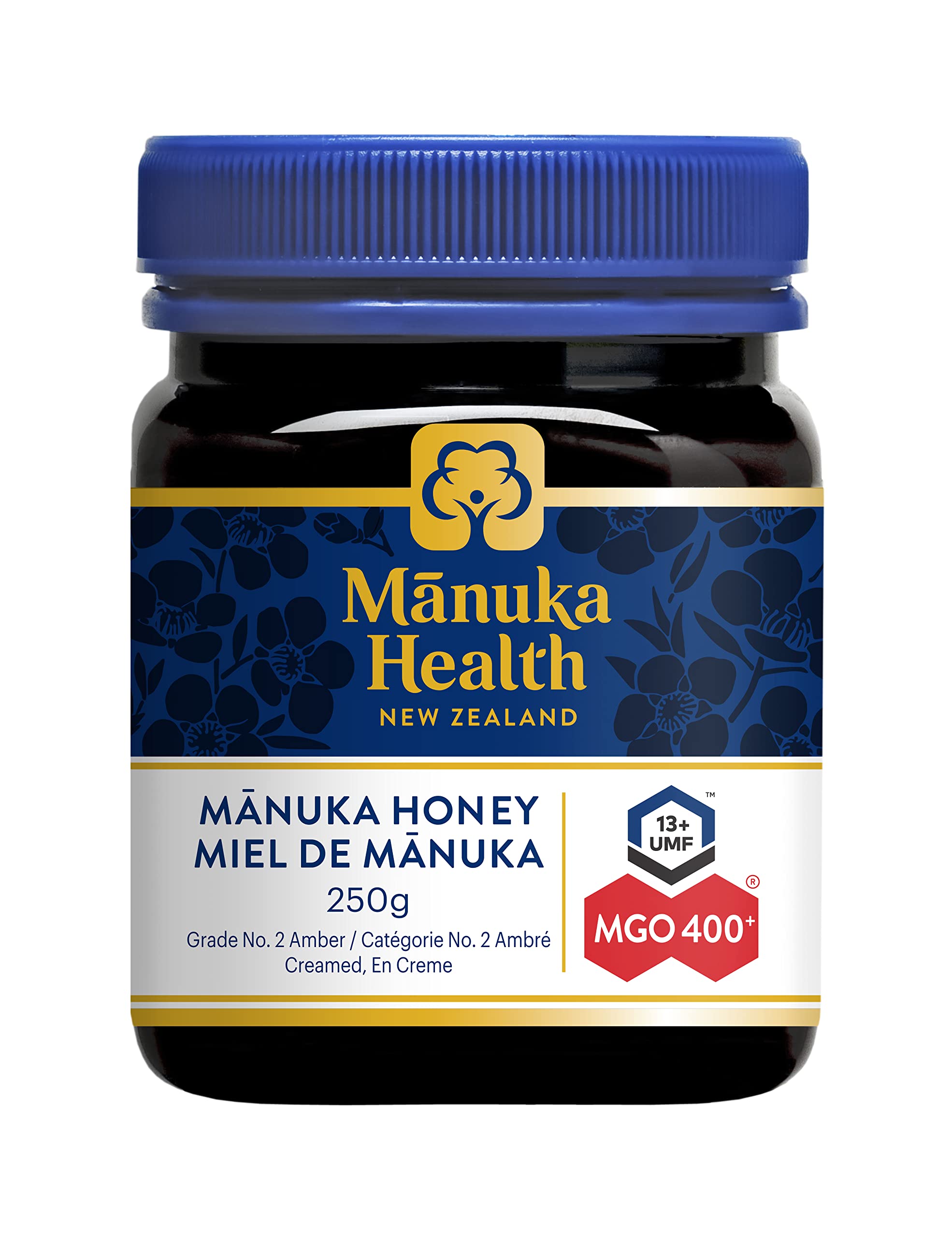 250g jar of premium New Zealand Manuka honey featuring MGO 400 and UMF 13
