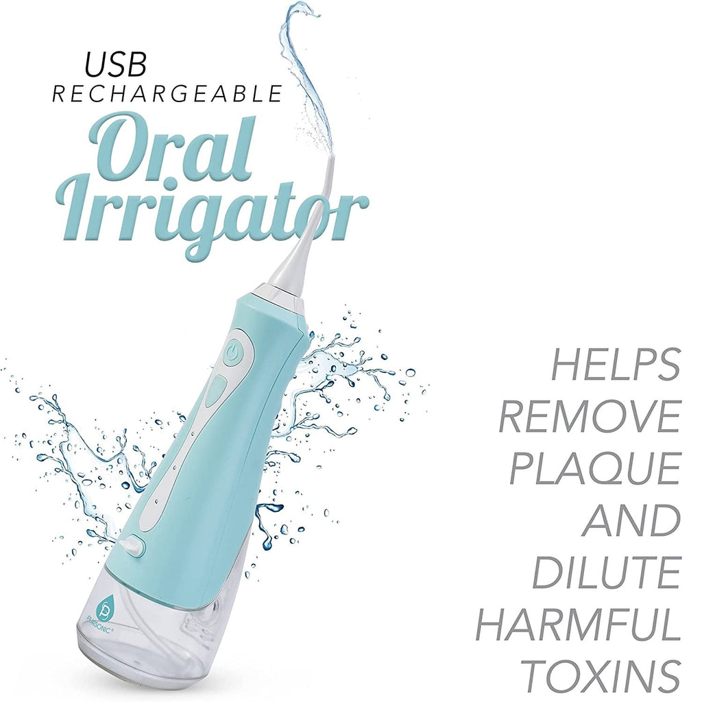 Portable USB rechargeable oral irrigator with ergonomic handle and rotating nozzle for deep teeth cleaning — view 2