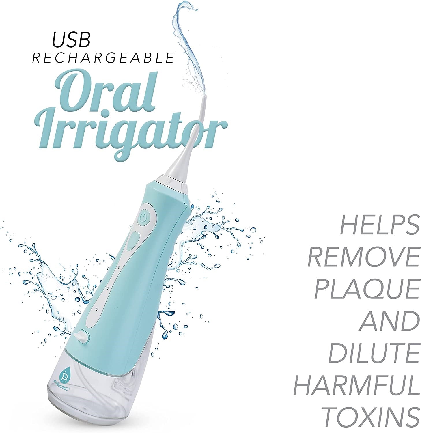 Portable USB rechargeable oral irrigator with ergonomic handle and rotating nozzle for deep teeth cleaning — view 2
