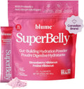 Blume Strawberry Hibiscus SuperBelly hydration packets, fifteen sticks of electrolyte drink mix.
