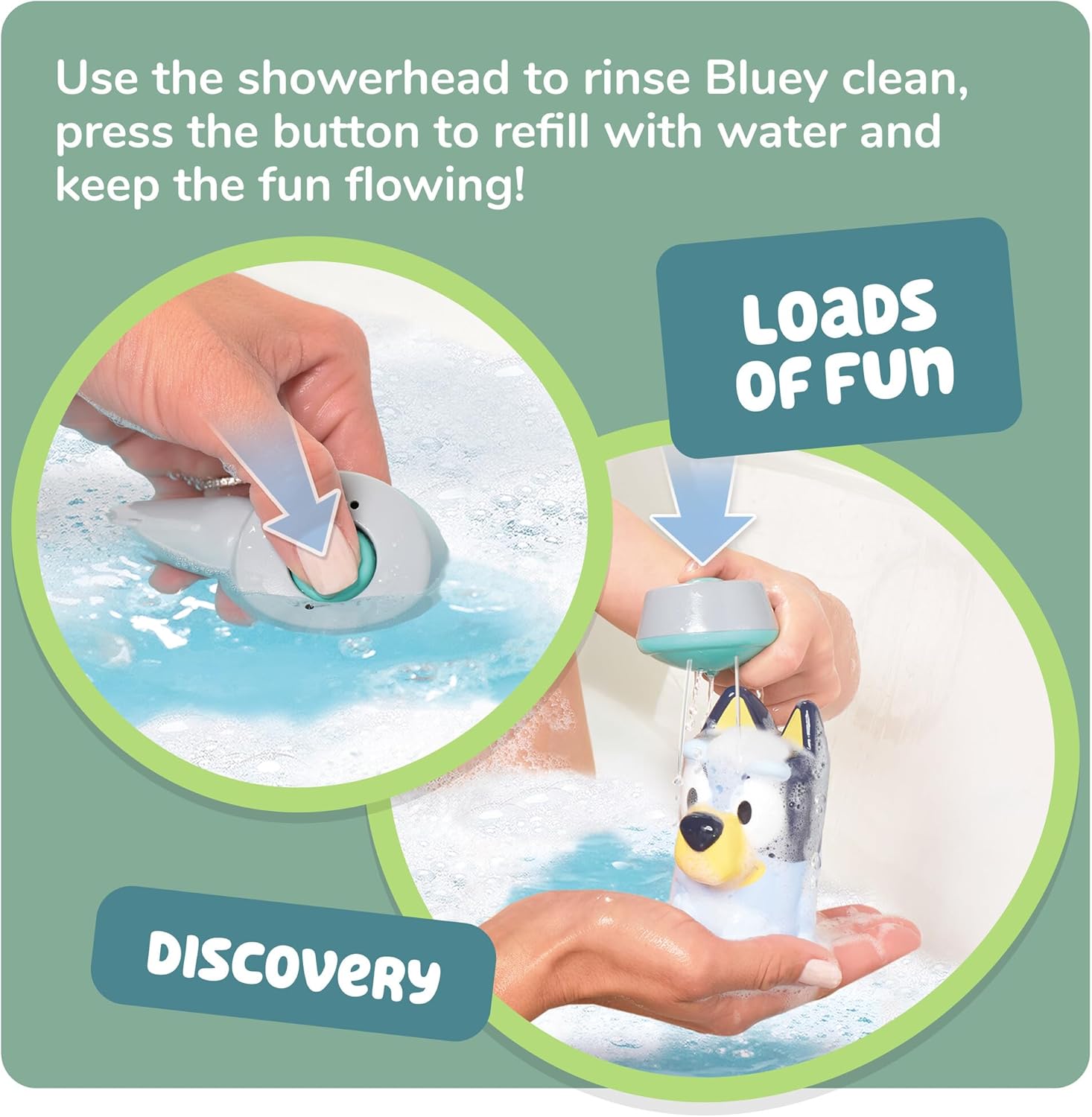 Shower and Scrub Bluey bath toy with miniature bathtub, working showerhead, and bubble feature — view 4