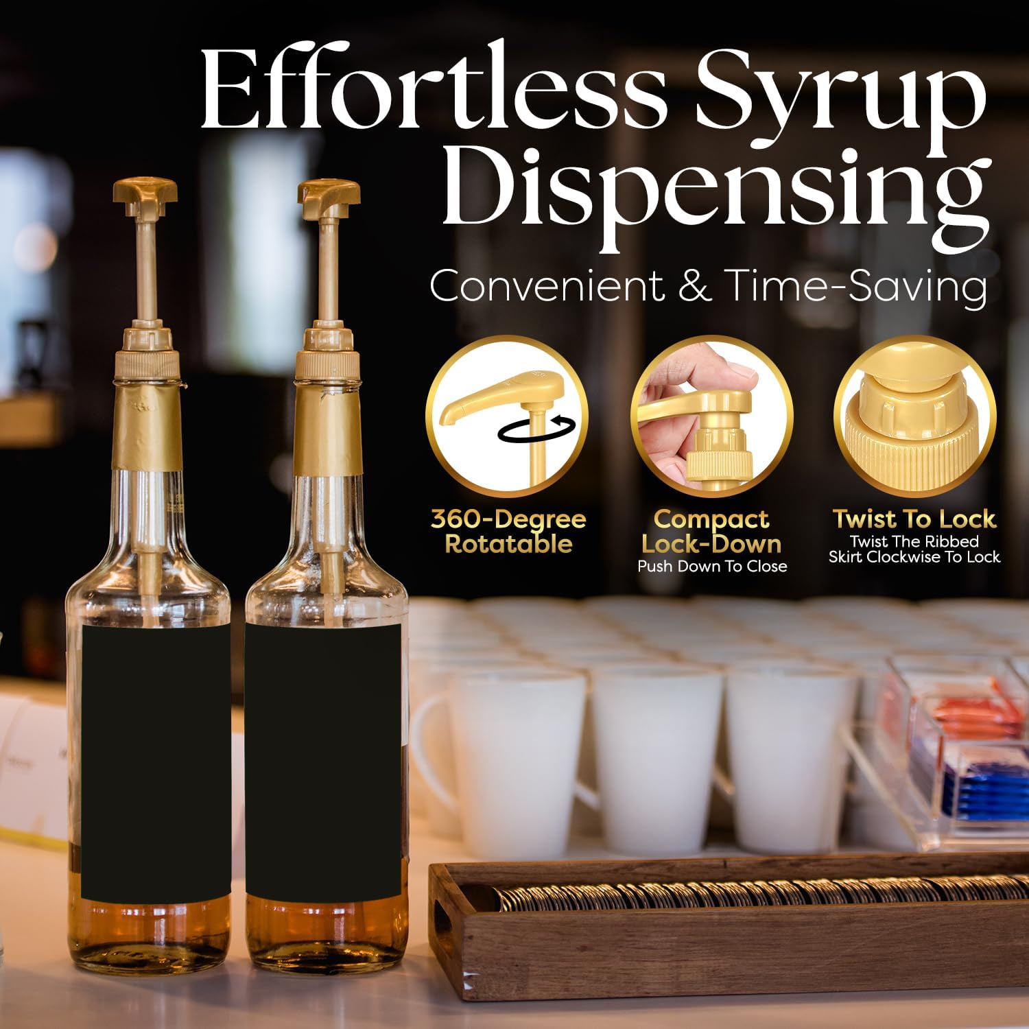 Syruvia syrup pump for 750ml bottles featuring a drip free dispensing nozzle and sturdy spring mechanism — view 4