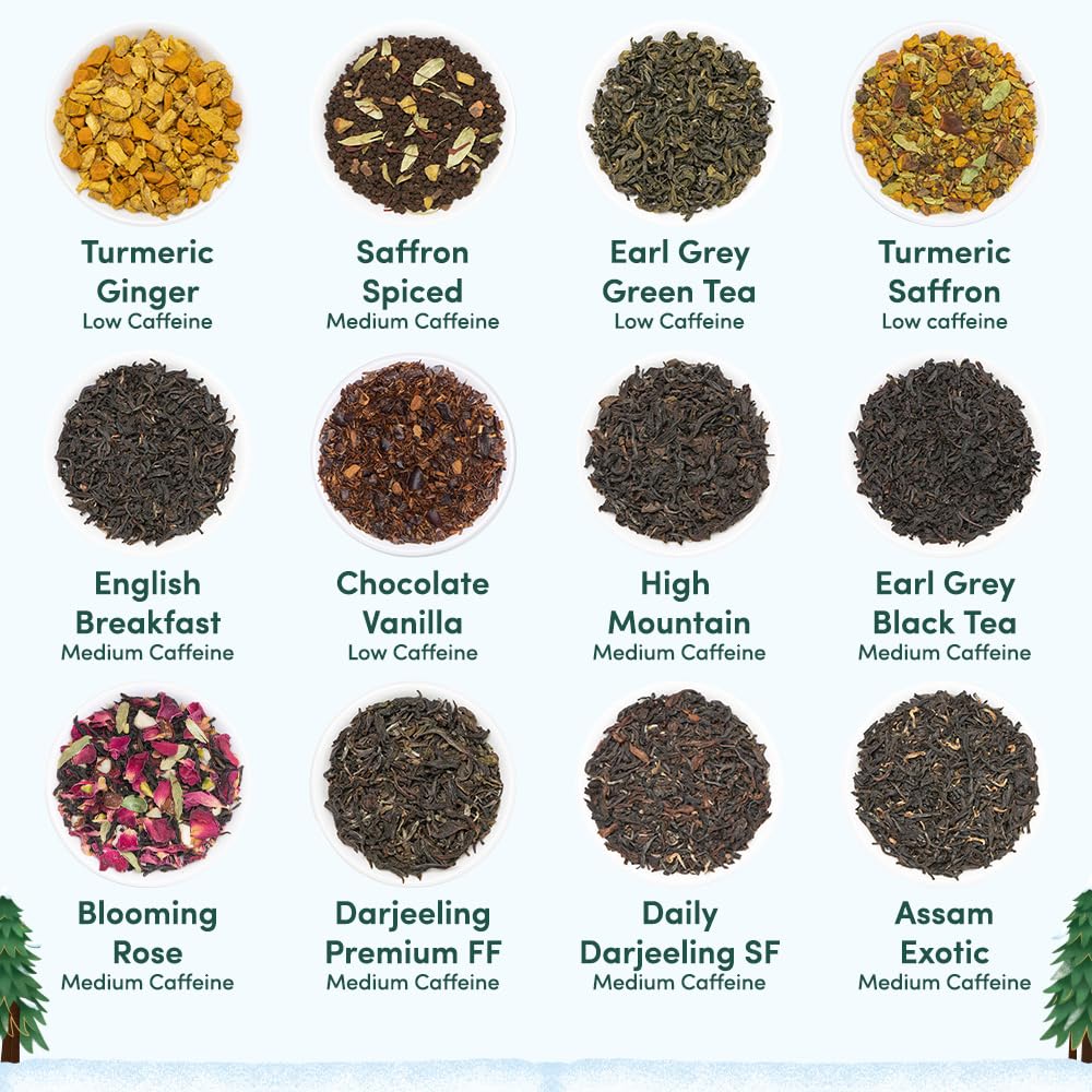 VAHDAM Christmas tea gift set advent calendar featuring 24 premium loose leaf tea flavor boxes — view 5