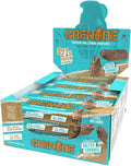 Grenade salted caramel protein bar with chocolate coating and protein nougat inside, box of 12