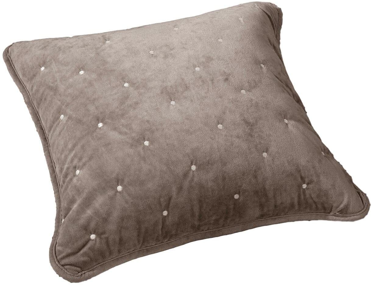 Sand taupe beige plush velvet diamond tufted cushion cover with hidden zipper — view 2