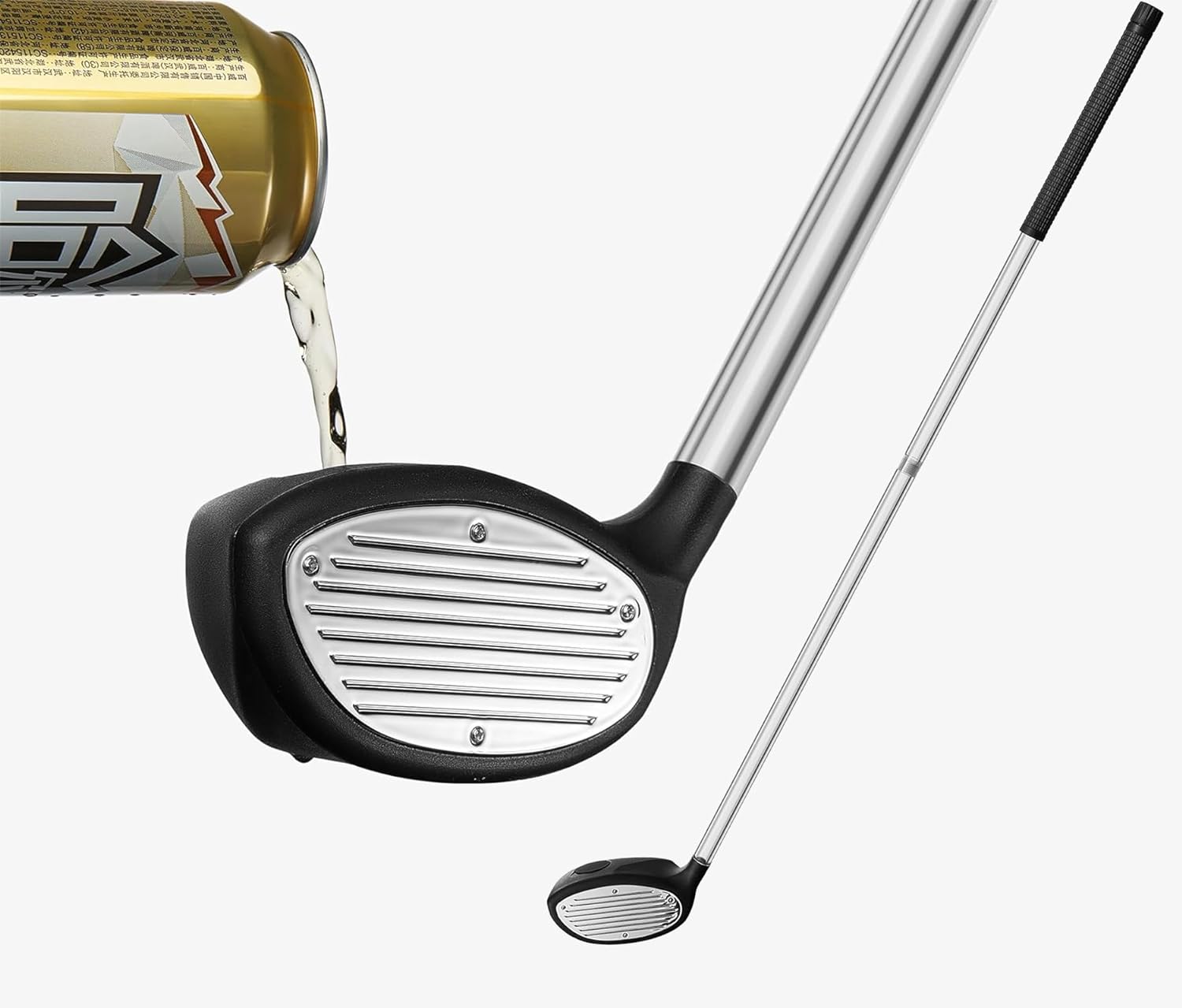 Golf club shaped beer bong disguised as a standard driver with included black head cover