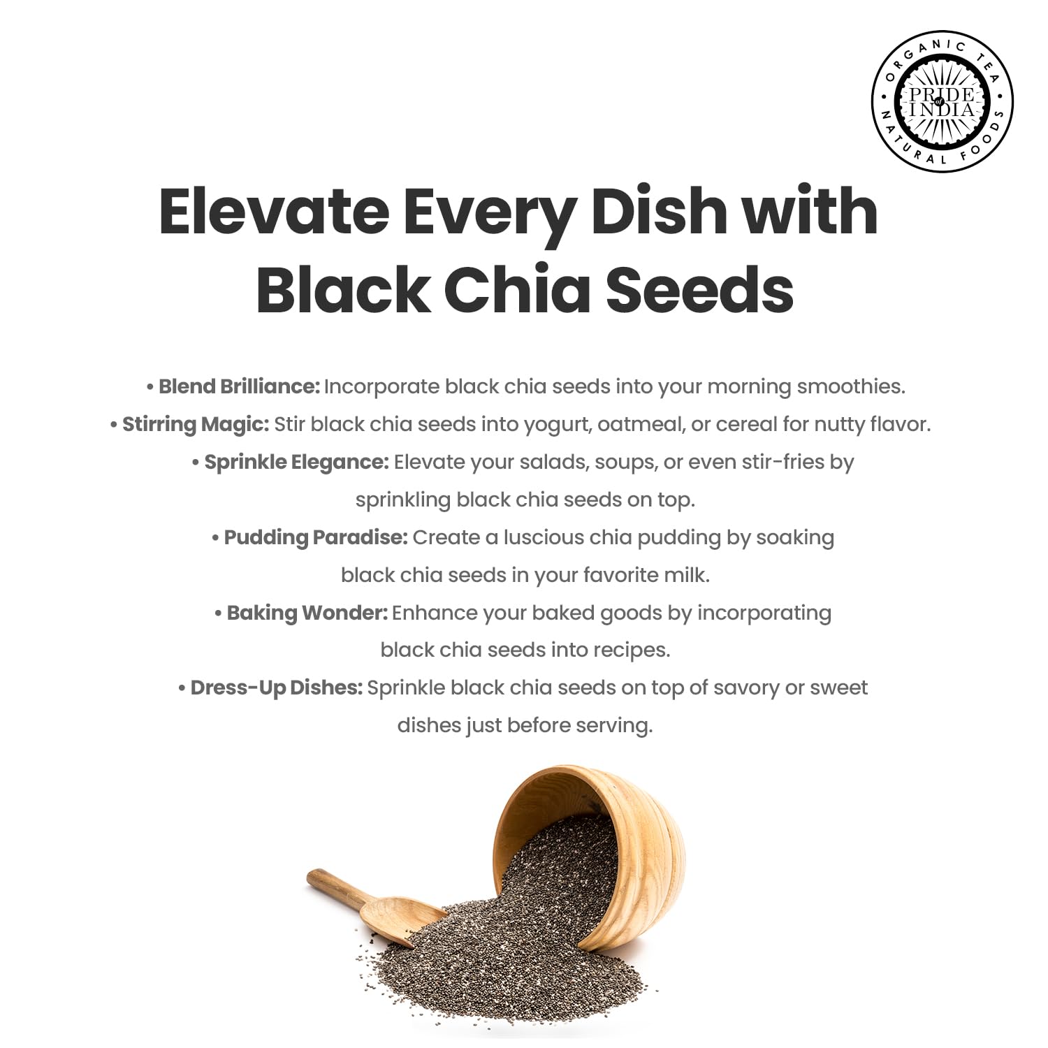 Jar of premium whole black chia seeds, a natural omega-3 and calcium superfood for healthy diets — view 4