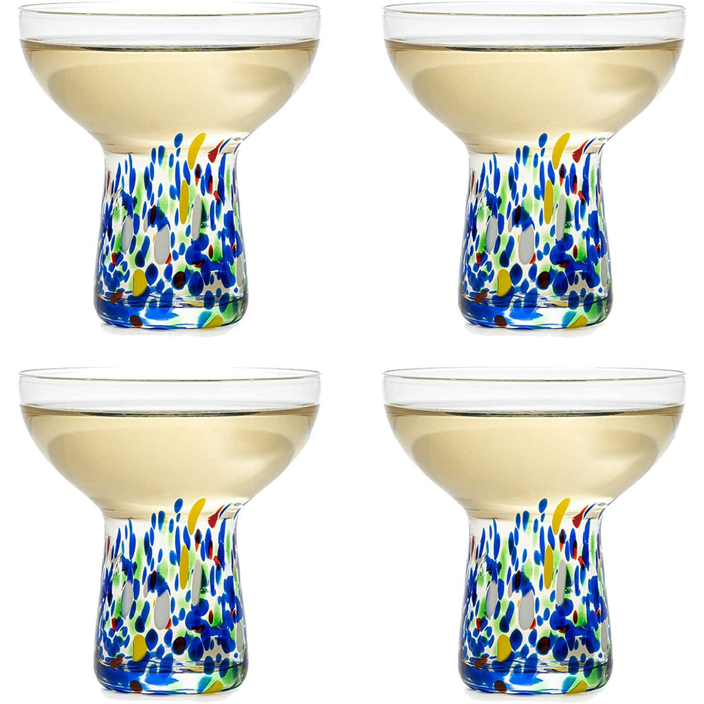 Stemless confetti margarita glasses set of four hand blown colorful cocktail glassware for home bars — view 5