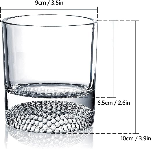 Golf ball whiskey glasses set of two clear tumblers with textured base design. — view 5