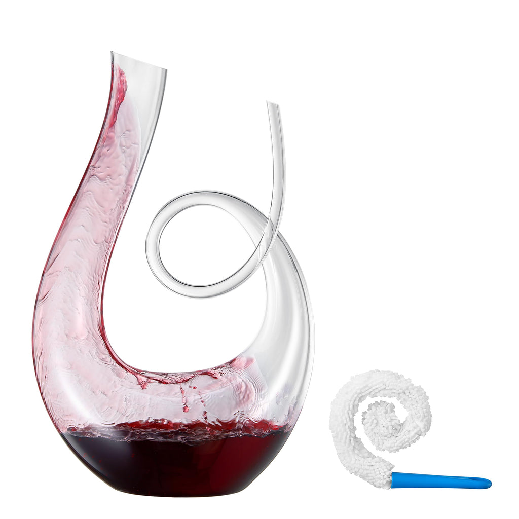 Art Series Swirl Wine Decanter, hand-blown lead-free glass swan shape aerator for home bar — view 4