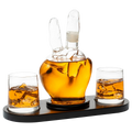 Peace sign wine and whiskey decanter crafted from clear glass for entertaining and home bars