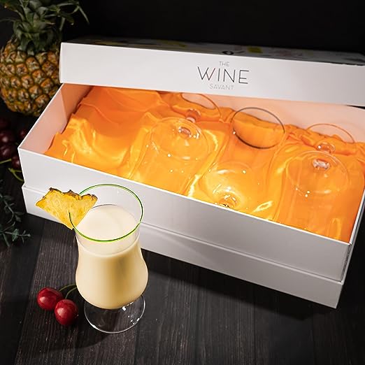 Four 16oz clear glass spiral vampire cocktail glasses for Pina Coladas and tropical drinks — view 4
